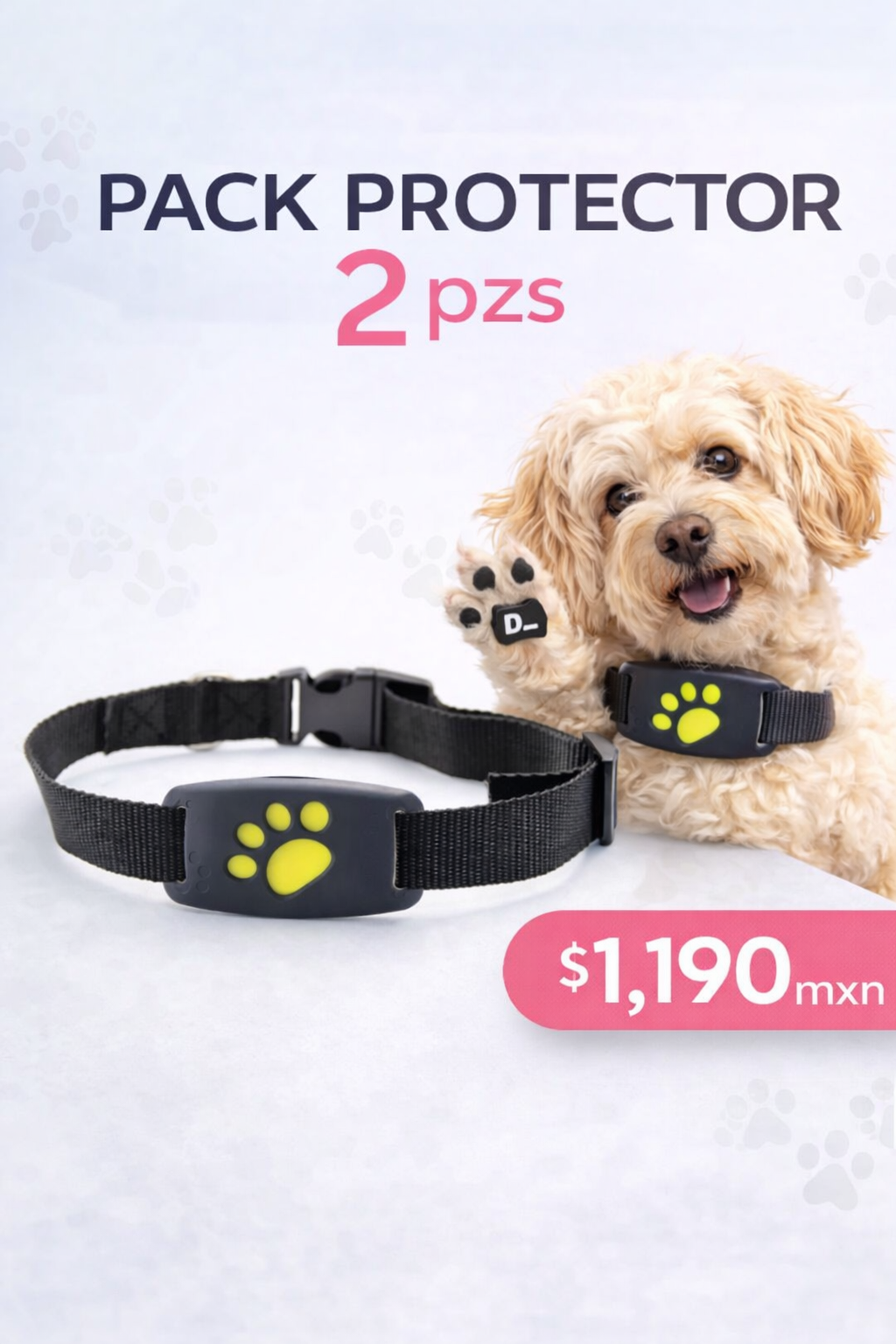 Pack protector GPS para mascotas Furly de 2 piezas con rastreo en tiempo real para perros y gatos